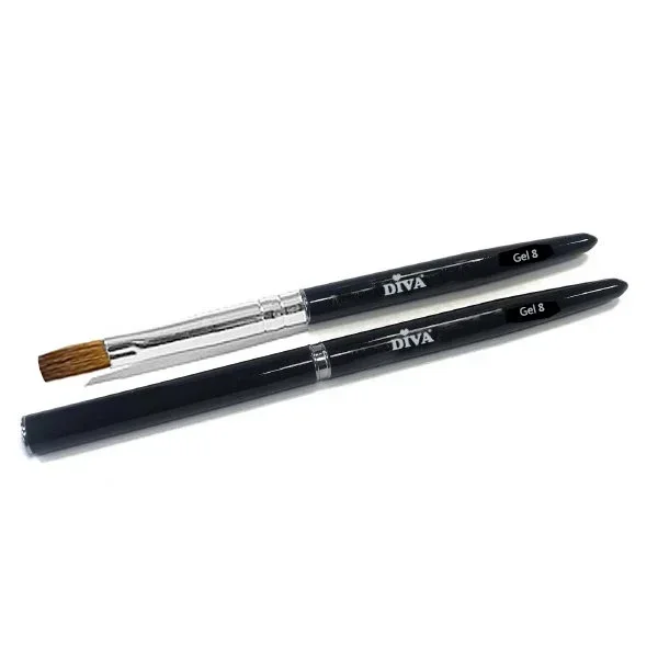 DIVA Gel penseel #8 - Zwart met dop - 13 mm