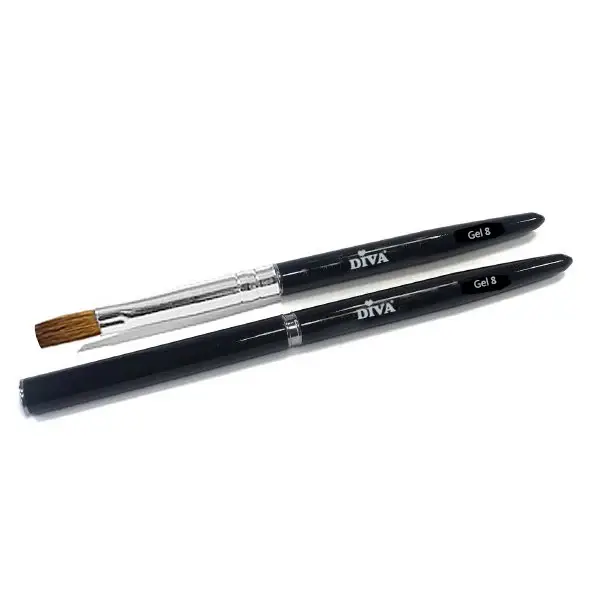 DIVA Gel penseel #8 - Zwart met dop - 13 mm