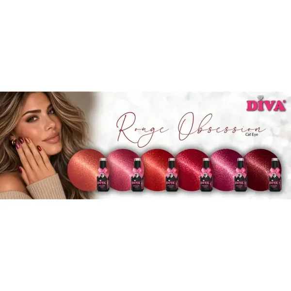 DIVA Gellak Cat Eye Rouge Obsession Collection 6x 10 ml met gratis Bear magneet & Colorpop Stickers