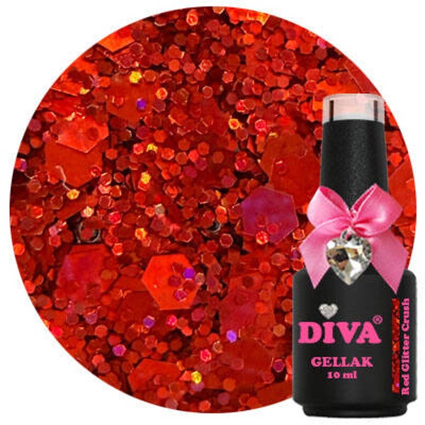 DIVA Gellak Red Glitter Crush 10 ml