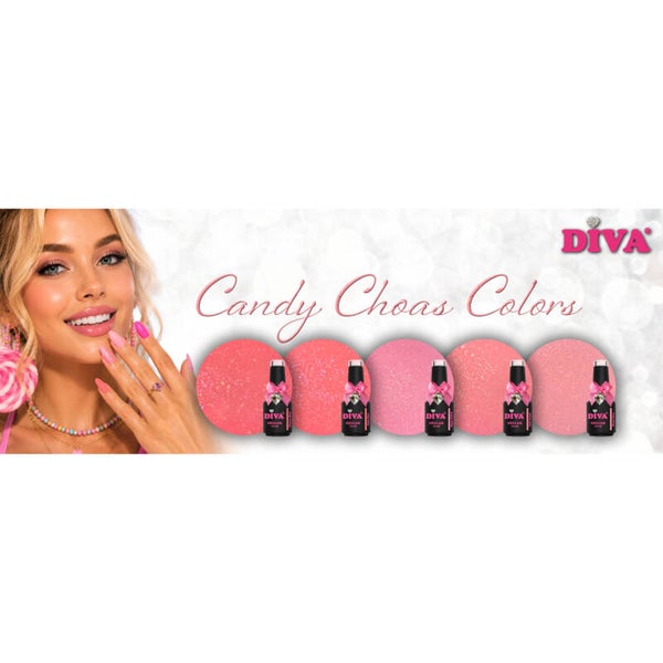 DIVA Gellak Candy Chaos Colors Collection 5x 10 ml #E - met gratis Colorpop Stickers