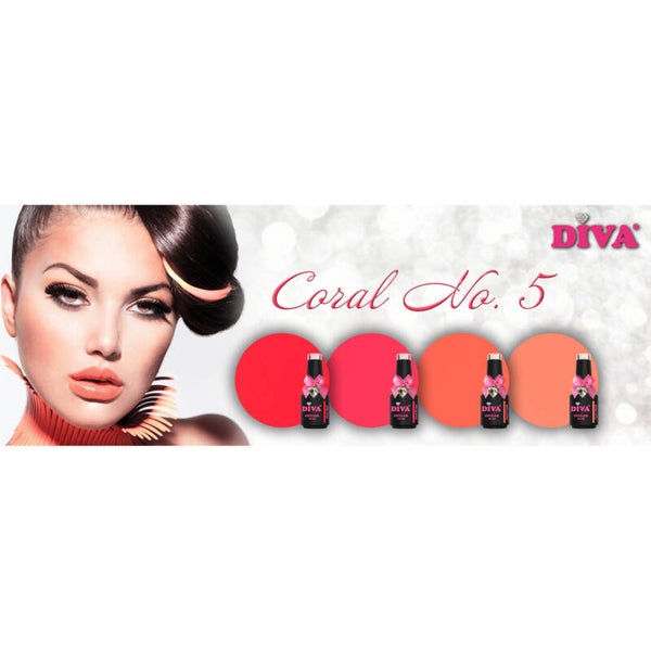 DIVA Gellak Coral No.5 Collection 4x 10 ml #E - met gratis Colorpop Stickers