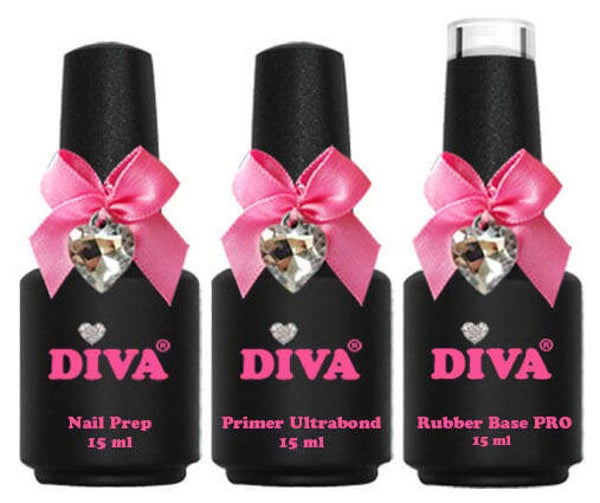 DIVA Prep, Primer & Rubber basecoat trio 15 ml PRO