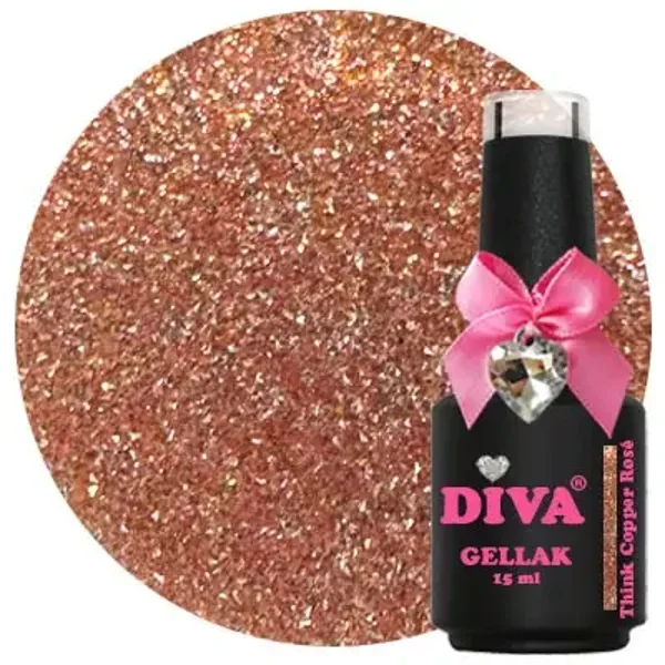 Diva Gellak Think glass Copper rose 15 ml - Reflecterend