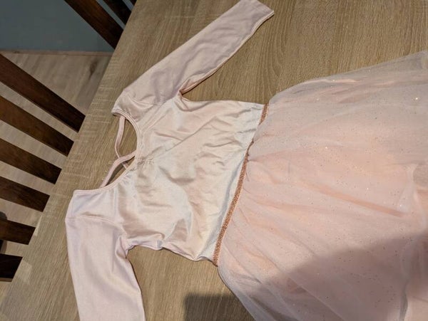 Roze balletpakje met vast glitterrokje - maat 130