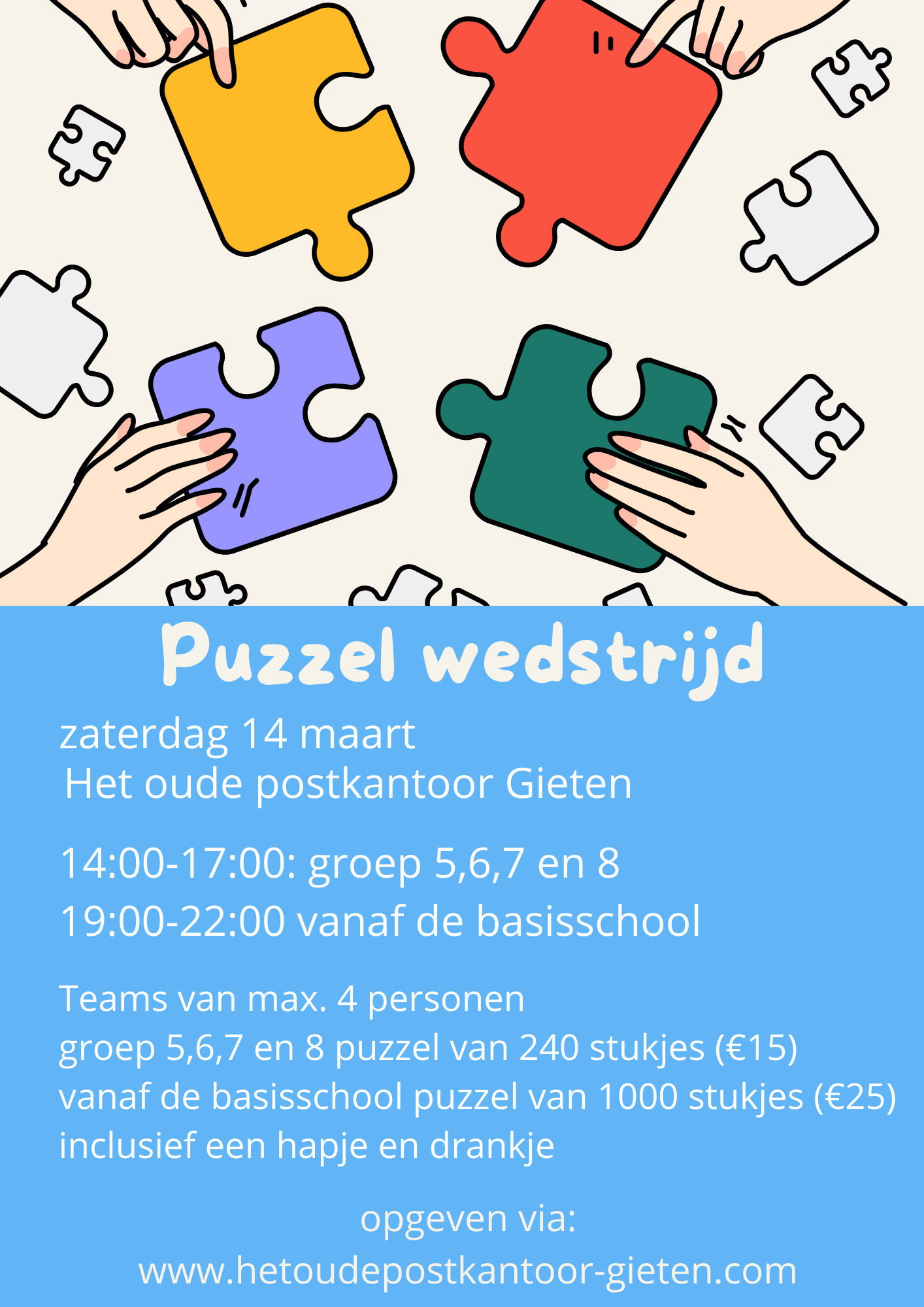 Puzzelwedstrijd vanaf de basisschool in Het Oude Postkantoor