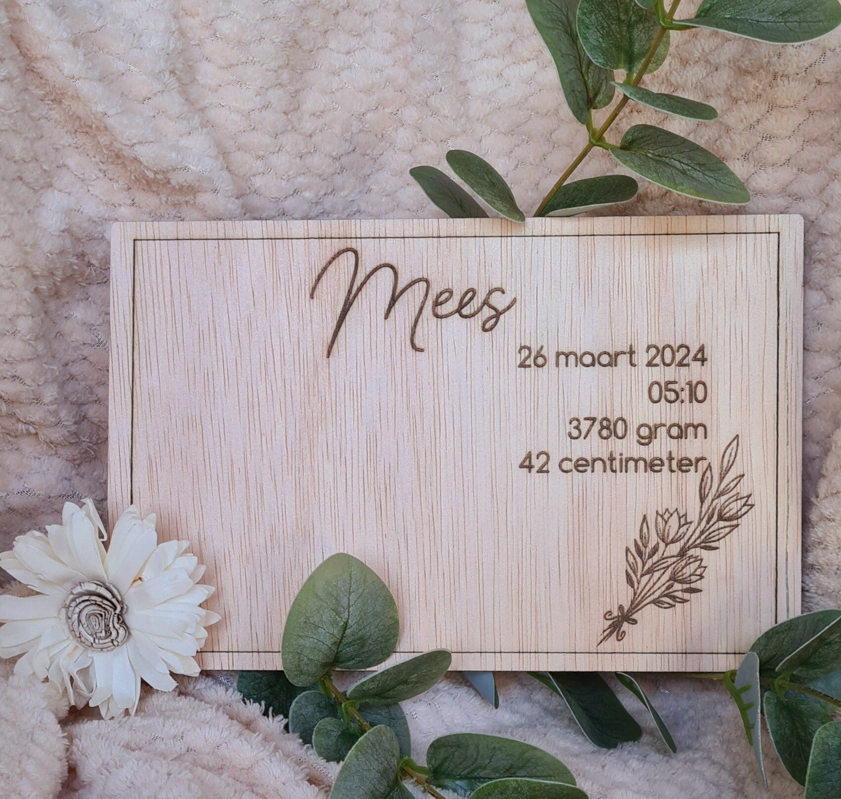 Geboorte bordje met handjes en voetjes