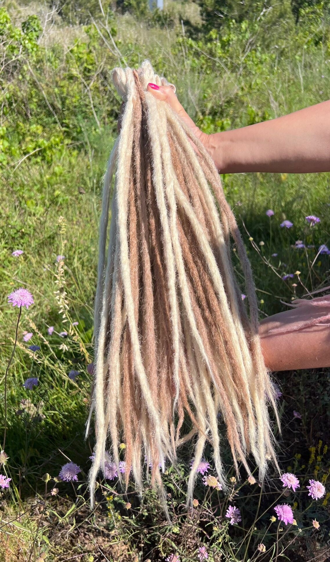 Blond highlight synthetic dreadlocks 55 cm