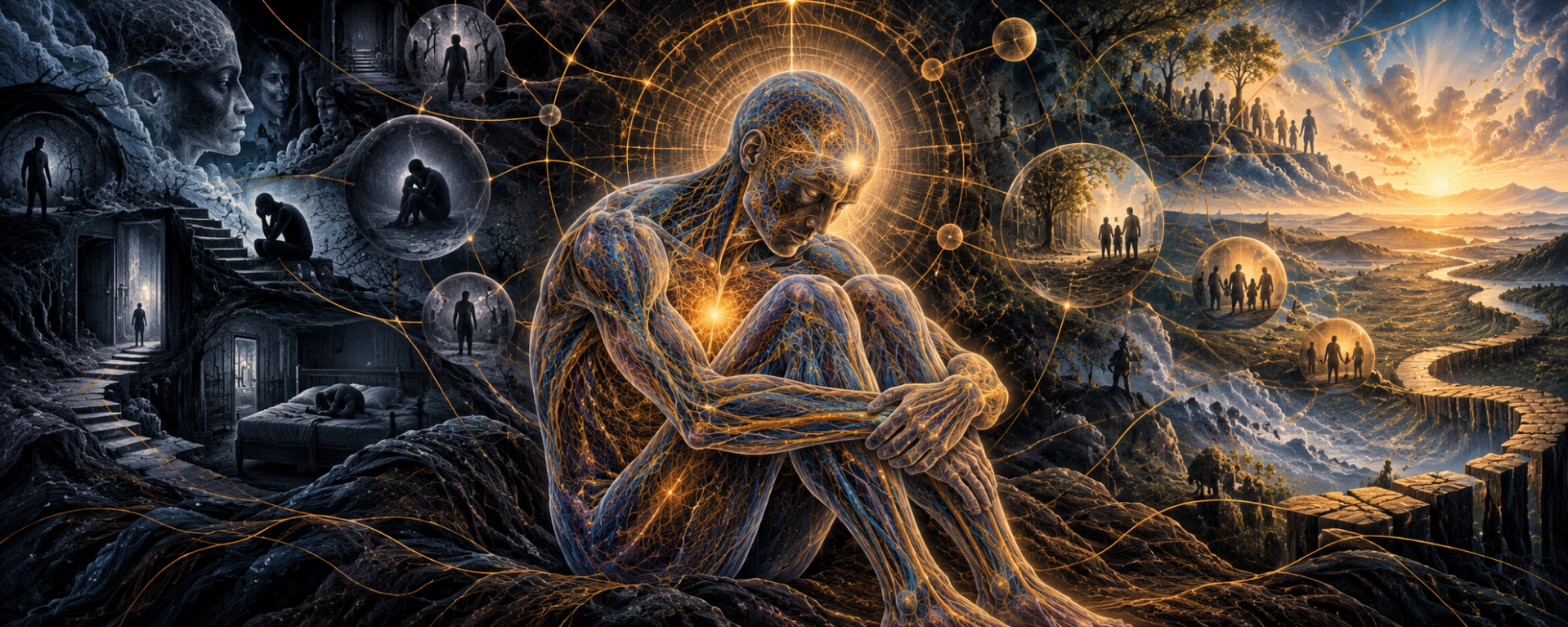 FSRT illustration of depression and the organization of withdrawal, representing diminished participation, conservation, isolation, and the Living Field.