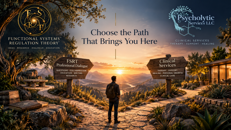 FSRT Professional Dialogue and Psycholytic Services clinical pathways, representing options for professional collaboration or clinical services with Alan Romano, LCSW.