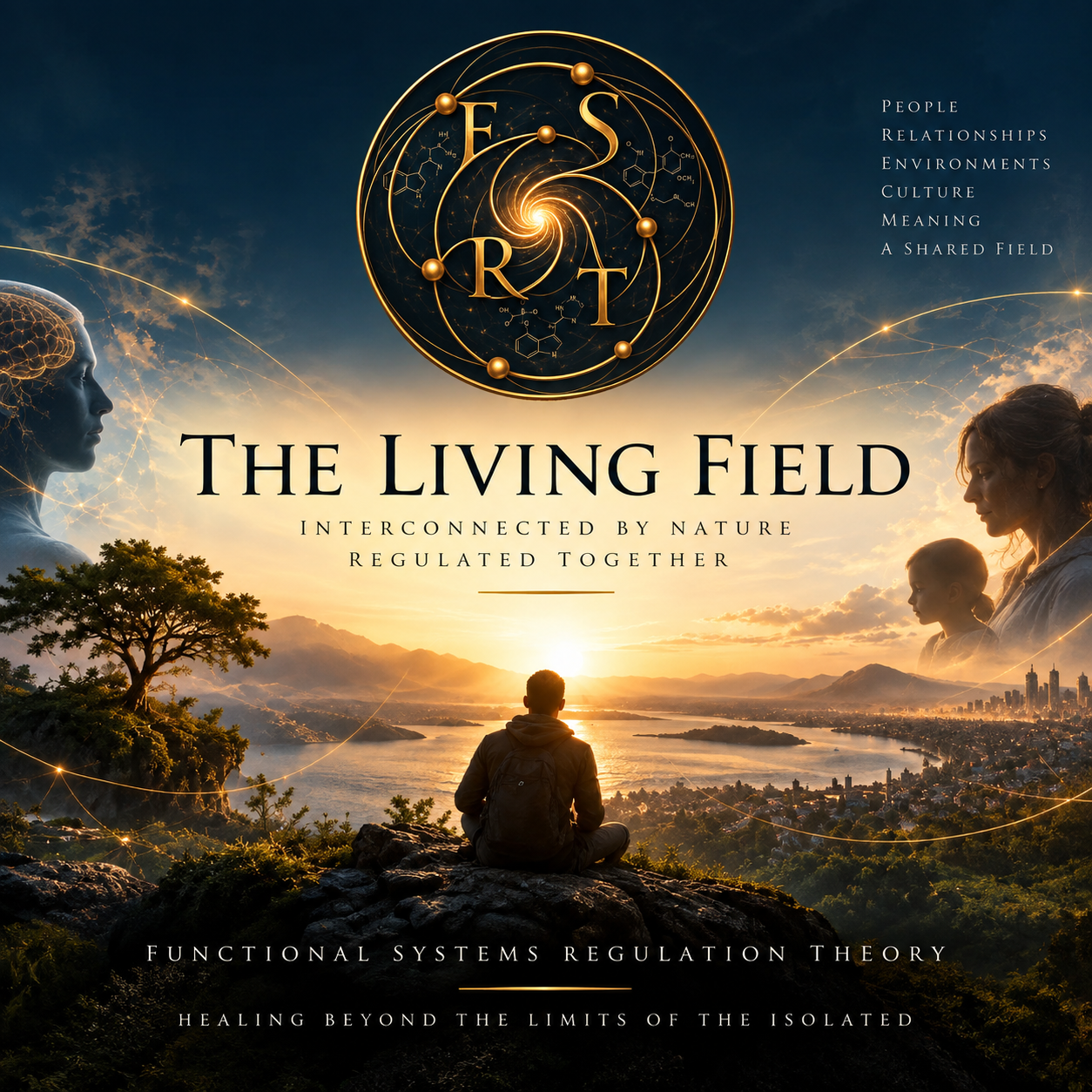 The Living Field in Functional Systems Regulation Theory, illustrating the interconnected biological, relational, environmental, cultural, and meaning-making systems that shape human regulation and experience.