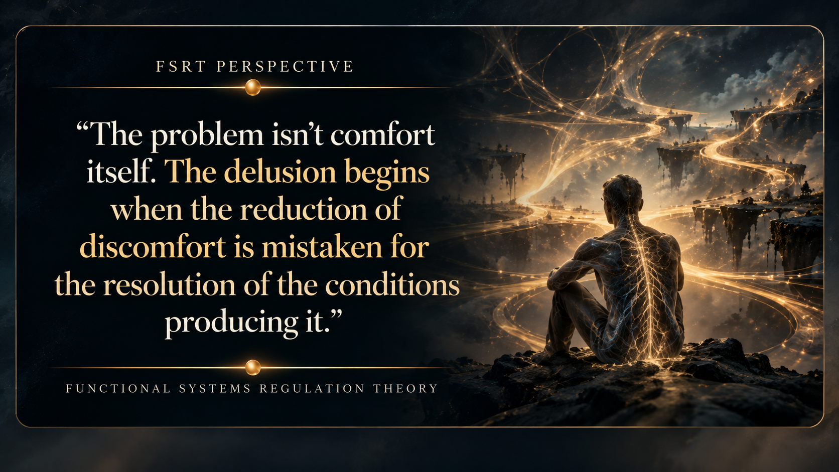 FSRT Perspective: The reduction of discomfort can be mistaken for resolving the conditions producing it, illustrating the FSRT concept of the Delusion of Comfort.
