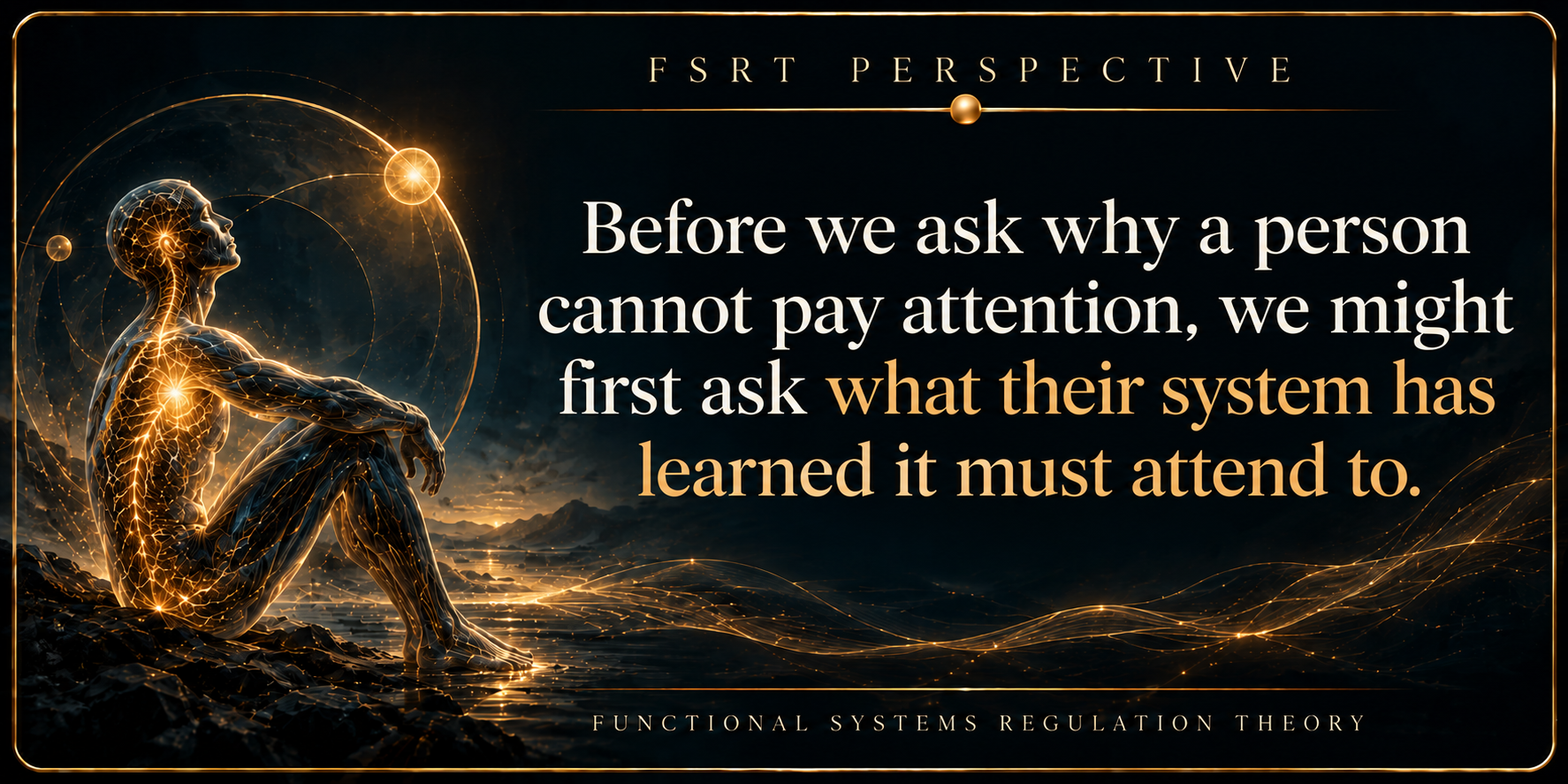 FSRT Perspective Article 04 pull quote: “Before we ask why a person cannot pay attention, we might first ask what their system has learned it must attend to."