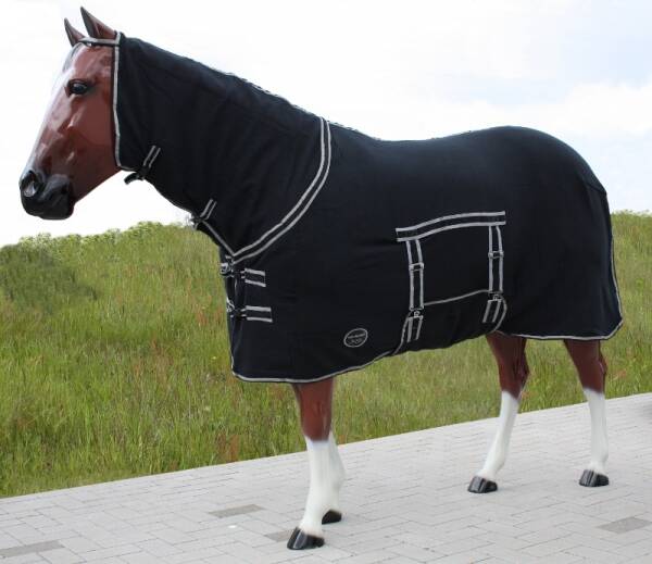 Abschwitzdecke inkl. Halsteil & Bauchlatz "Top Score"  (125cm-155cm) schwarz