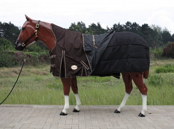 Regen Winterdecke Half Neck mit 100g Unterdecke "Tough Horse" braun 1680D