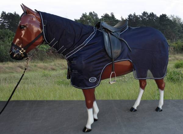Ausreitfliegendecke Klassisch mit Halsteil "Top Score" (135cm-145cm) navy