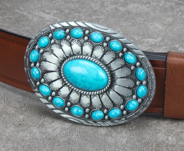 Gürtelschnalle Belt Buckle - Oval Turquoise Stone