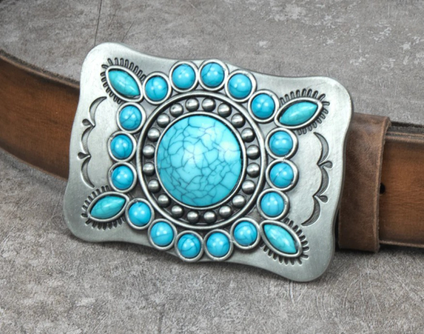 Gürtelschnalle Belt Buckle - Turquoise Stone Plaque