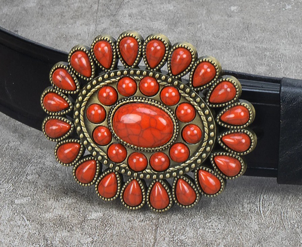 Gürtelschnalle Belt Buckle - Starburst Orange Stone