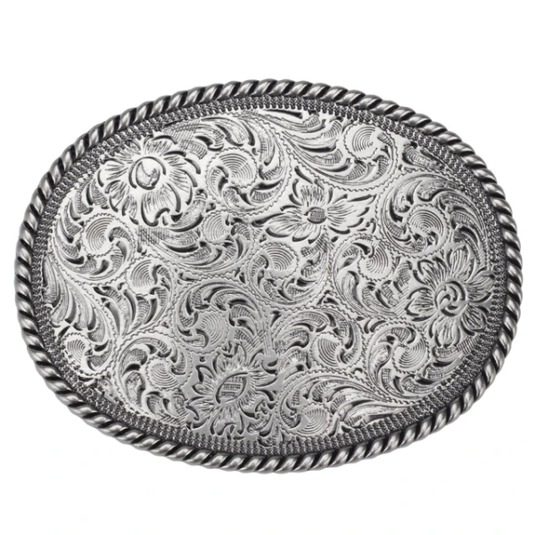 Gürtelschnalle - Belt Buckle - Oval - Barbwire Silver