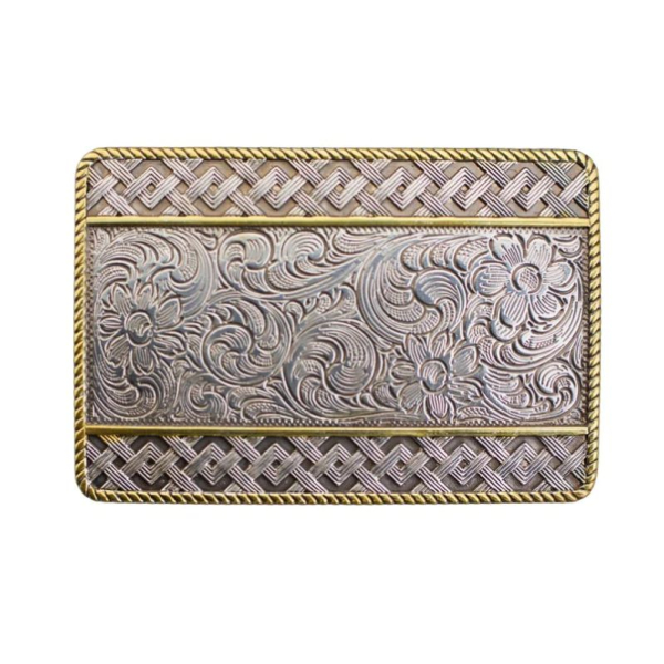 Gürtelschnalle Belt Buckle - Woven Engraved Floral