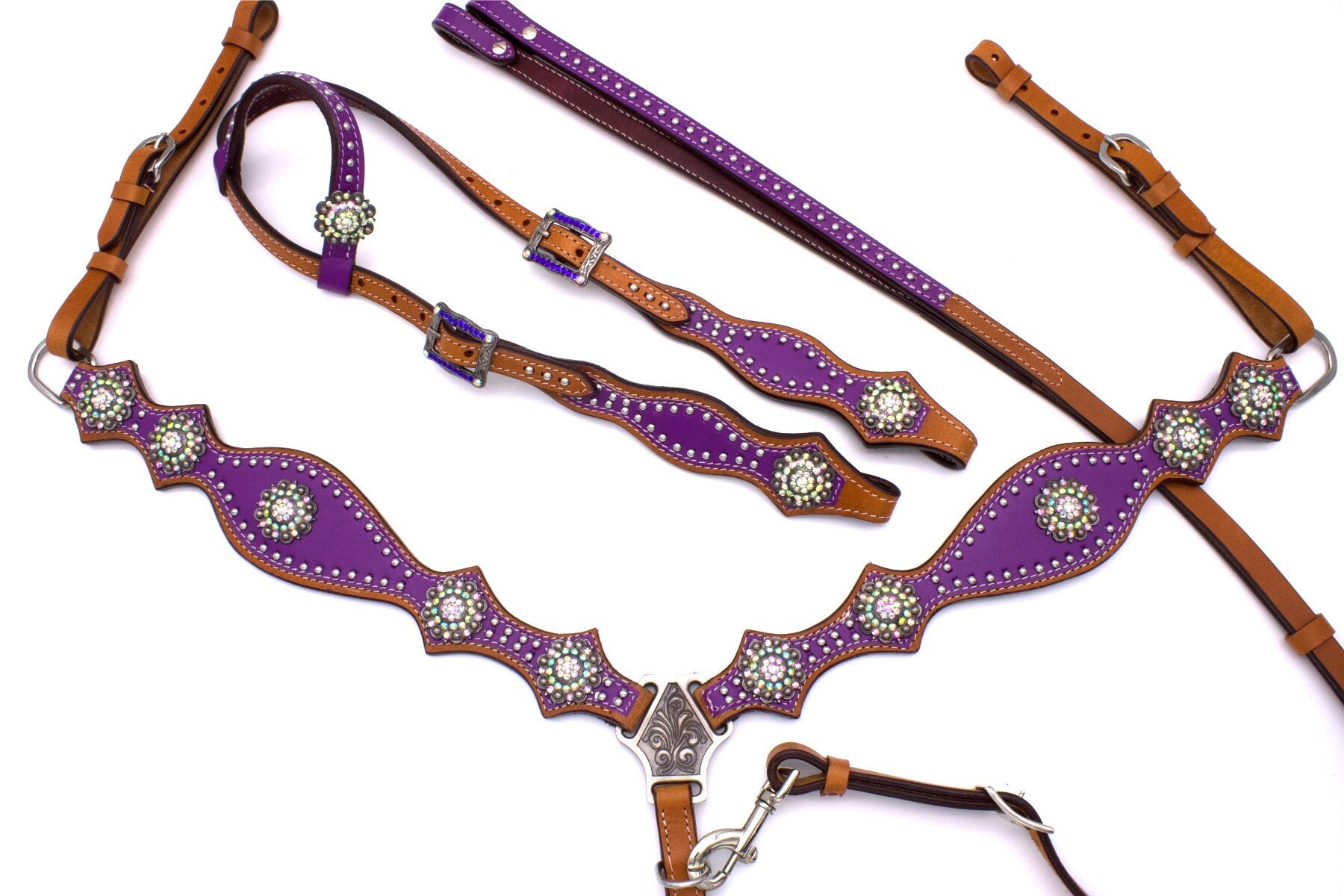 Kopfstück inkl. Zügel & Vorderzeug "Purple Fashion"