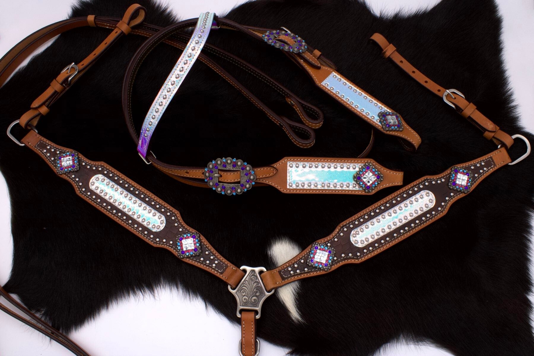 Kopfstück gerade inkl. Zügel & Vorderzeug "Perlmut"