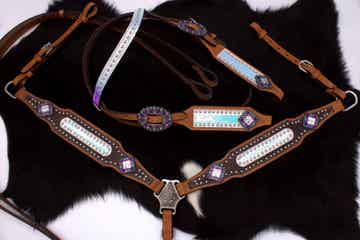 Kopfstück gerade inkl. Zügel & Vorderzeug "Perlmut"