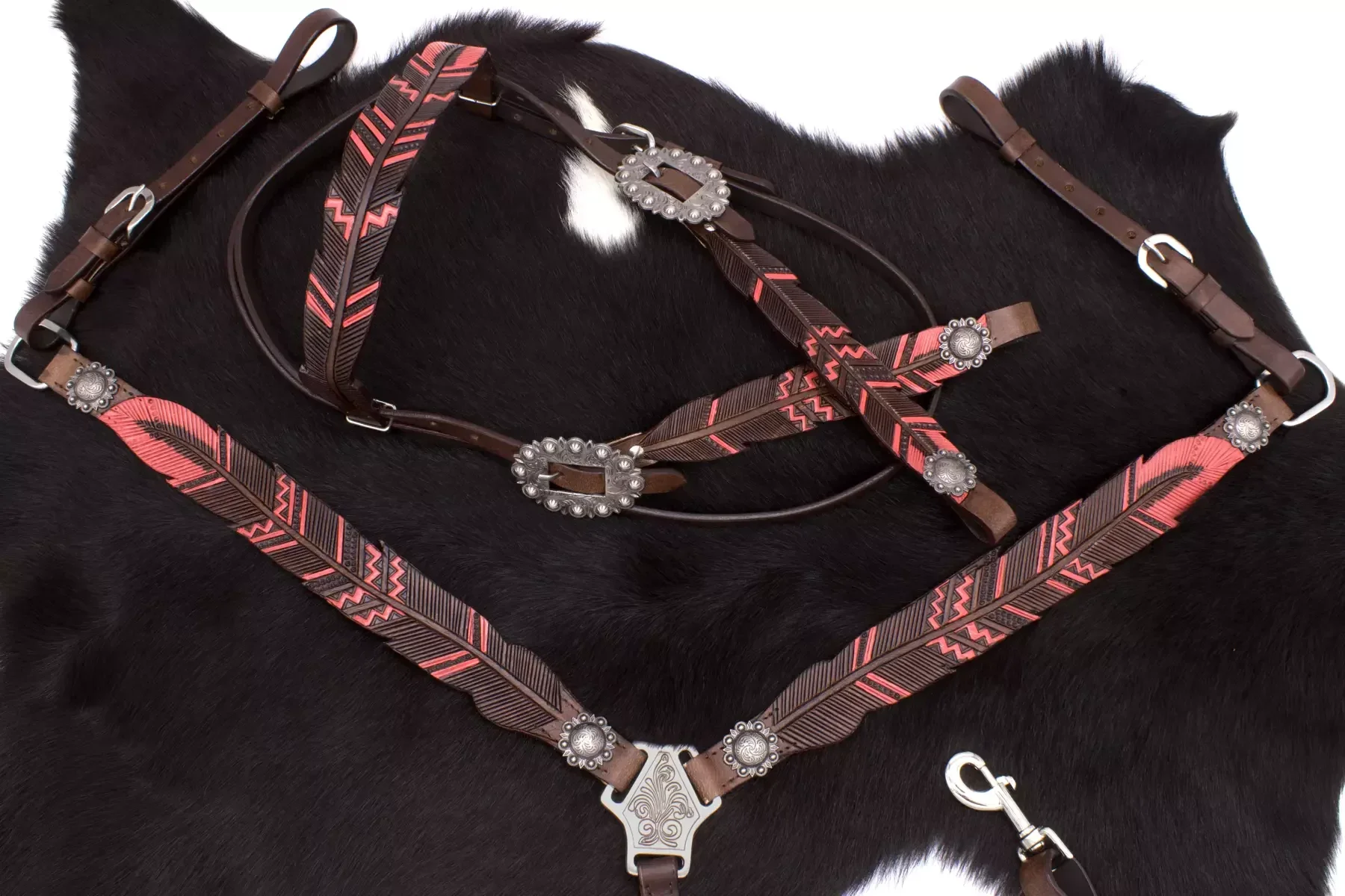 Kopfstück inkl. Zügel & Vorderzeug "Pink Feather"