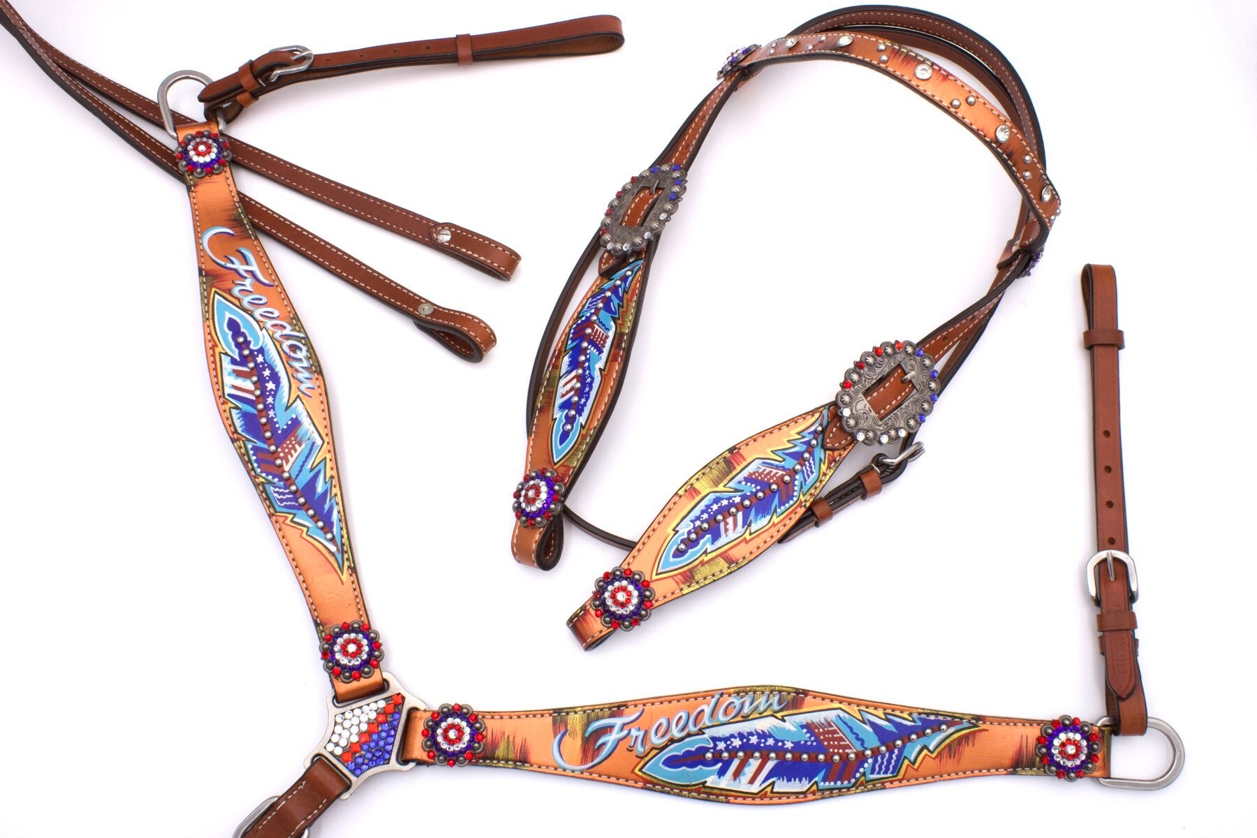 Kopfstück inkl. Zügel & Vorderzeug "USA Feather"