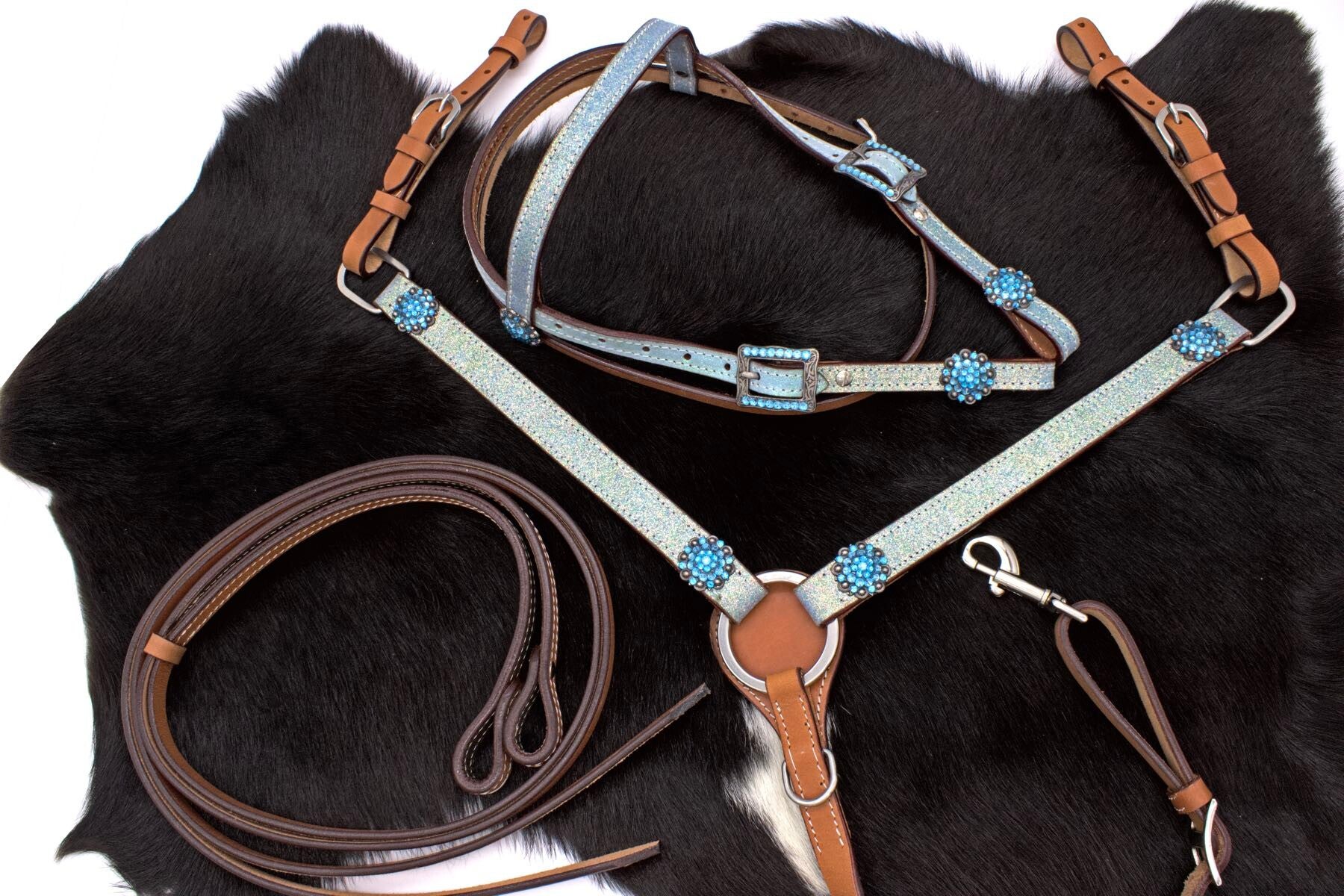 Kopfstück inkl. Zügel & Vorderzeug " Berry Blue" Pony