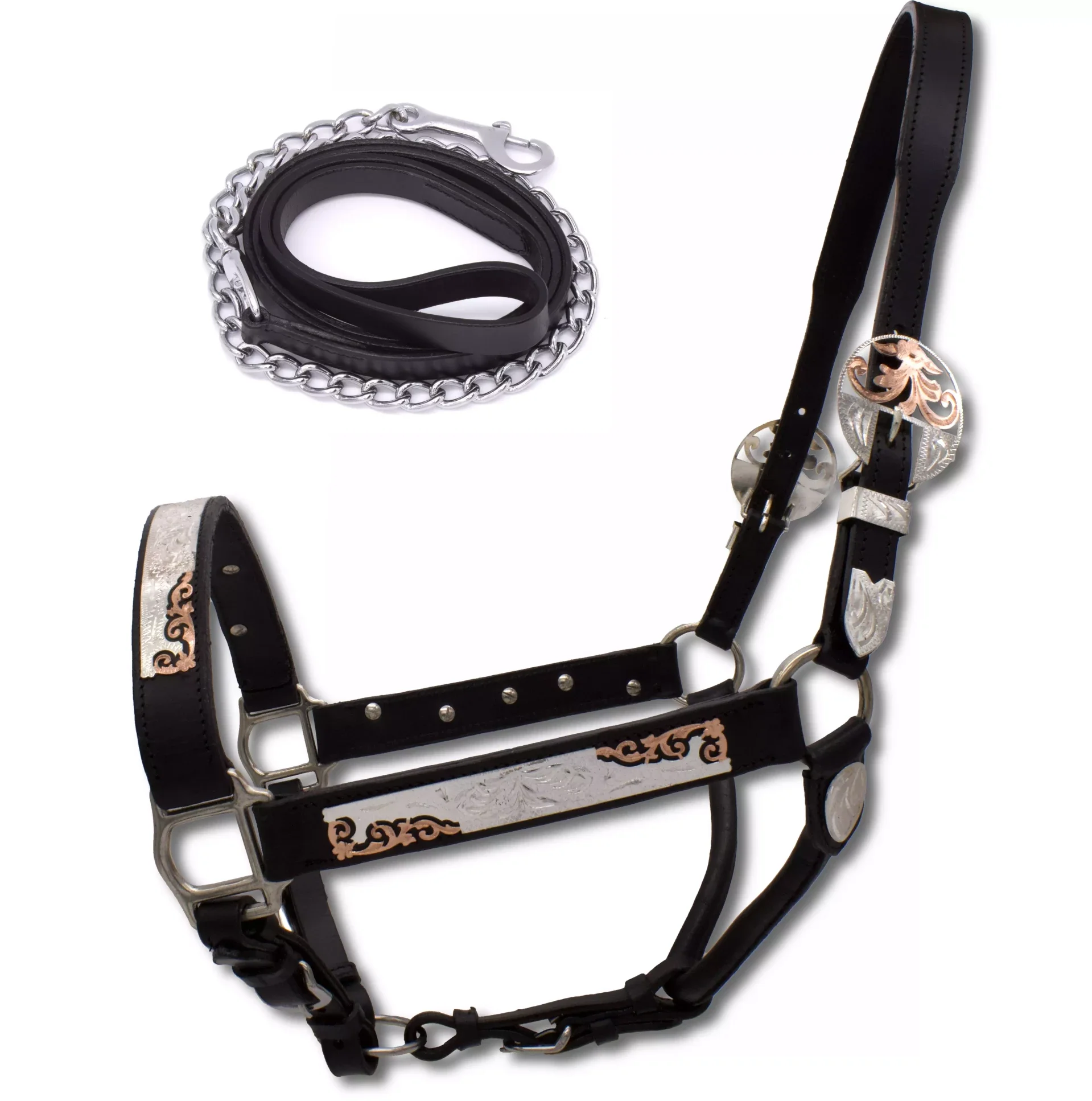Showhalfter inkl. Führkette SCHWARZ No. 2