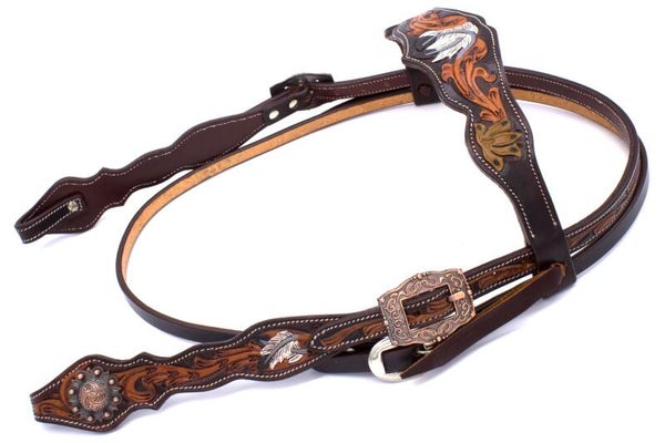 Kopfstück gerade / Zweifarbig/ "Weiße Federn"