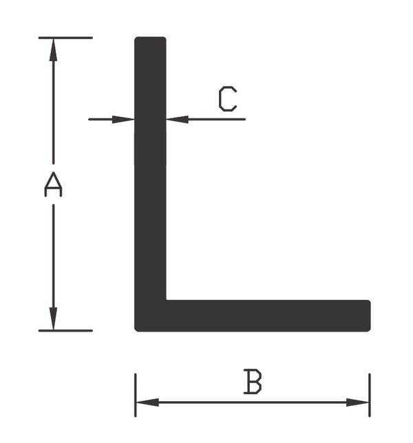 Aluminium Angle Profile - 25.4mm x 25.4mm x 1.6mm - 2.5m
