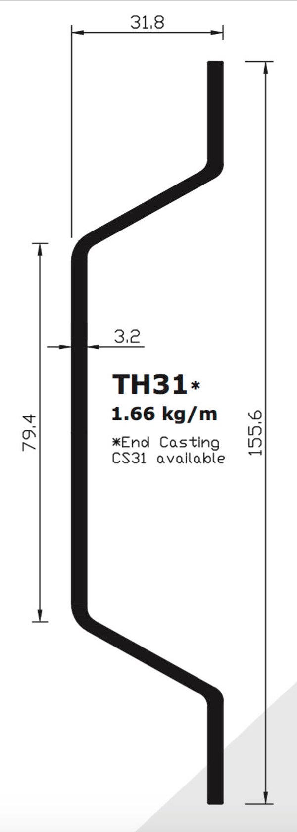 Aluminium Top Hat Rub Rail - 6"