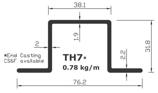 Aluminium Top Hat Rub Rail - 3”