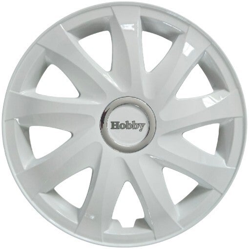 Caravan wieldop wit met opdruk Hobby (set van 2 stuks)
