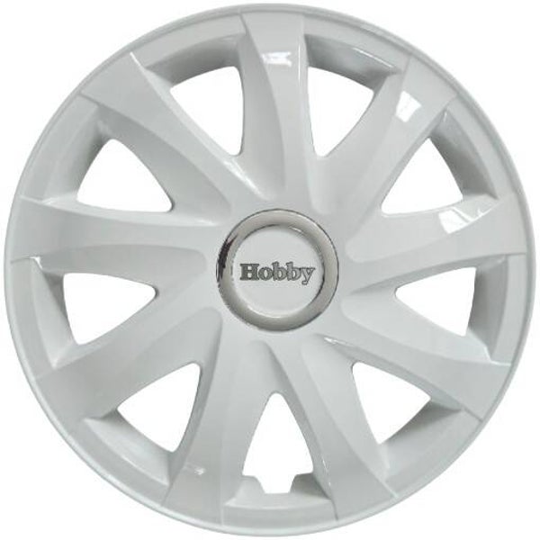 Caravan wieldop wit met opdruk Hobby (set van 2 stuks)