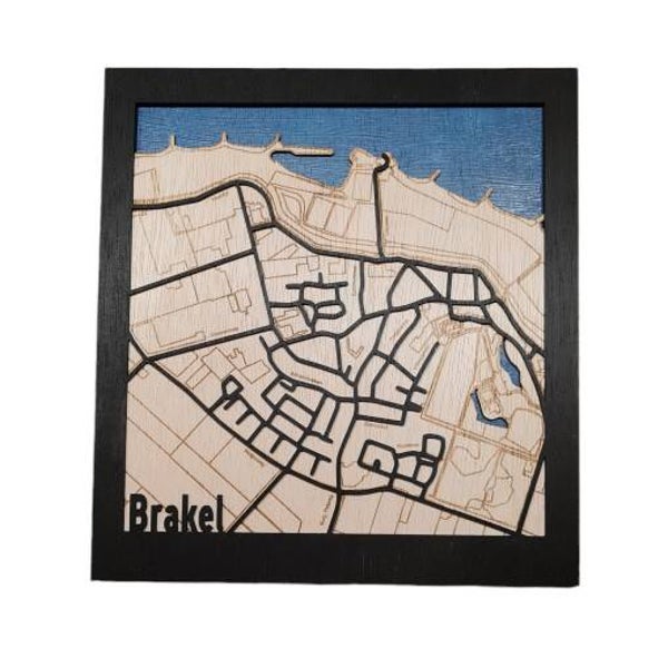 Houten citymap Brakel