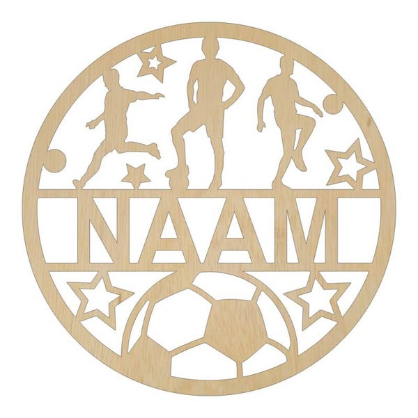 Houten naambord voetbal
