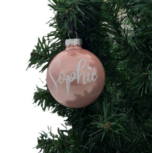 Grote Kerstbal met naam - roze L