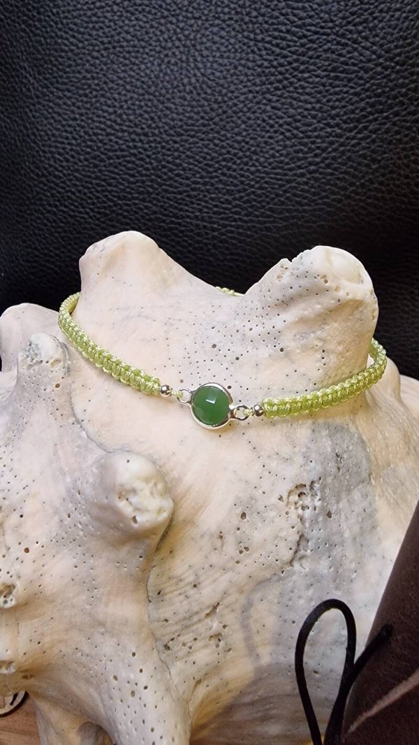 Bracelet Ligne Cristalline Vert Jade