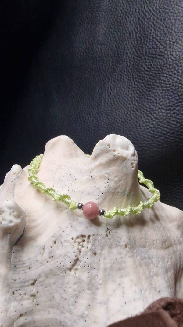 Bracelet Ligne Cristalline Acier inoxydable Rhodonite vert