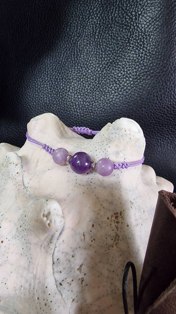 Bracelet Ligne Cristalline Améthyste lépidolite
