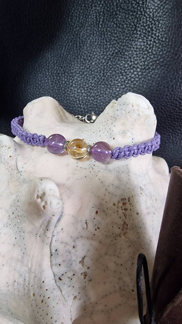Bracelet Grain de cuir Amétrine