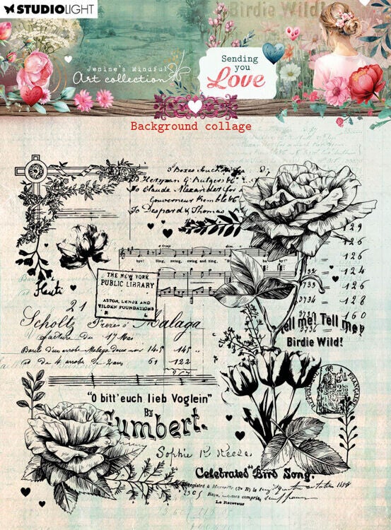 MA-SYL-STAMP797 - JMA Collection - Sending you Love - Clear Stamps - Background Collage