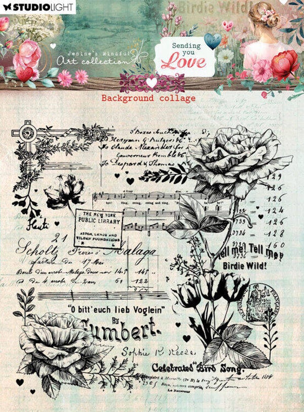 MA-SYL-STAMP797 - JMA Collection - Sending you Love - Clear Stamps - Background Collage