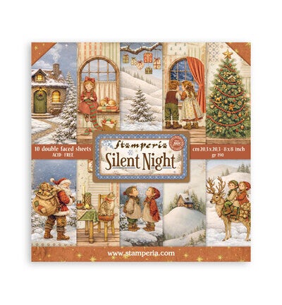SBBS148 - Stamperia scrapbookingblok klein 20,3x20,3 cm – Silent Night