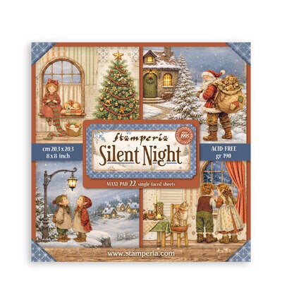 SBBSXB28 - Stamperia papierblok enkelzijdig 20,3x20,3 cm – Silent Night