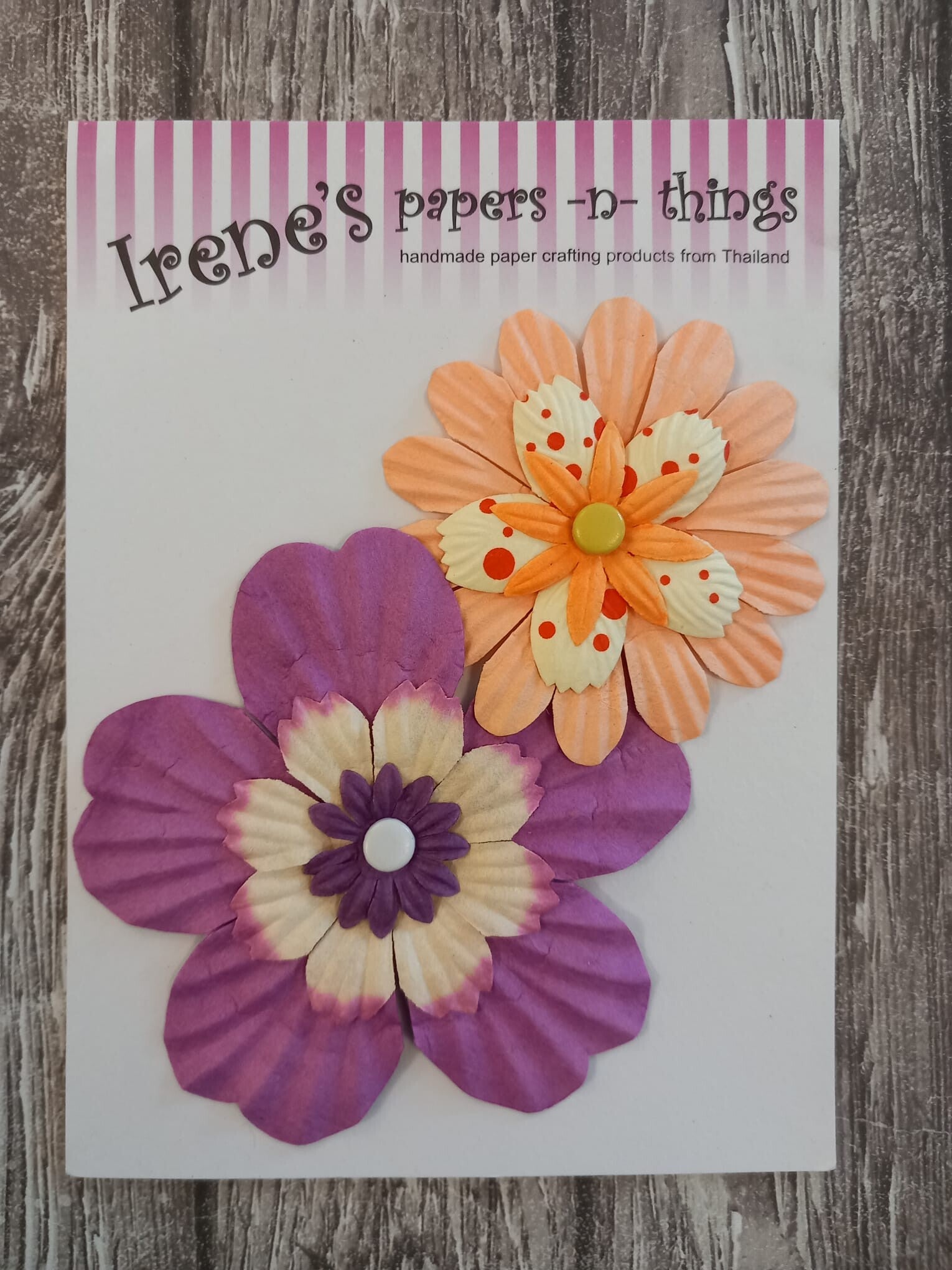 LF-10134 diverse bloemen paars/zalm-oranje